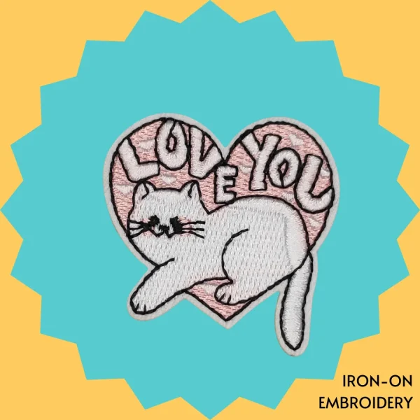 Iron-On-Patch-689 Love You Cat Iron-on Embroidery