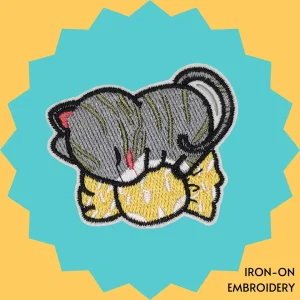 Cat Sleeping on Sweets Iron-on Embroidery