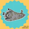 Stretching Gray Cat Iron-on Embroidery