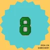 Green number '8' Iron-on Embroidery