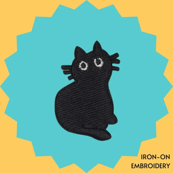 Blank Stare Black Cat Iron-on Embroidery