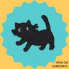 Chilling Black Cat Iron-on Embroidery