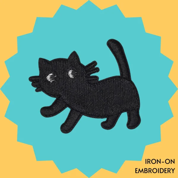 Chilling Black Cat Iron-on Embroidery