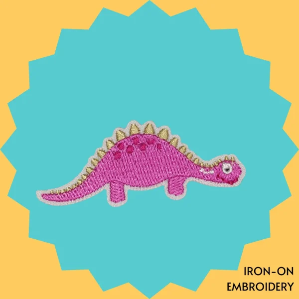 Pink Dino Iron-on Embroidery