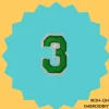 Green number '3' Iron-on Embroidery
