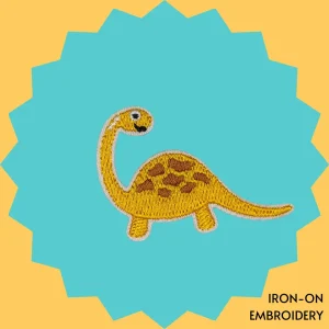 Yellow Dino Iron-on Embroidery