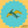Green Flying Dino Iron-on Embroidery