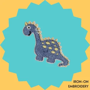 Yellow Spots Blue Dino Iron-on Embroidery