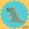 Chubby Green Dino Iron-on Embroidery