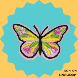 Pink Yellow Green Butterfly Iron-on Embroidery