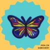 Blue Red Yellow Butterfly Iron-on Embroidery