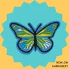 Blue Yellow Green Butterfly Iron-on Embroidery