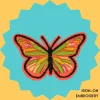Orange Yellow Green Butterfly Iron-on Embroidery