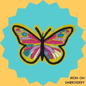 Yellow Pink Blue Butterfly Iron-on Embroidery