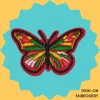 Red Green Butterfly Iron-on Embroidery
