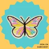 Cream Pink Yellow Butterfly Iron-on Embroidery