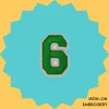 Green number '6' Iron-on Embroidery