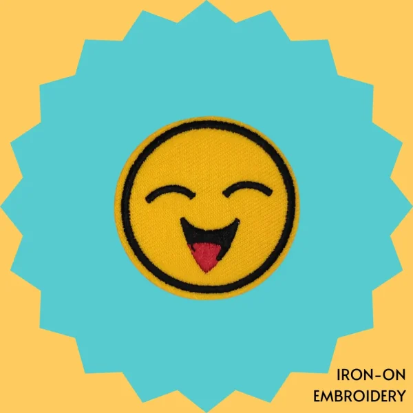 Iron-On-Patch-83 Cute curved smiling emoji Iron-on Embroidery