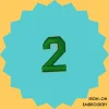 Green number '2' Iron-on Embroidery