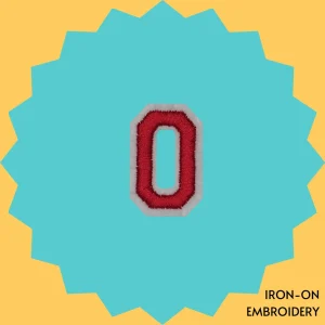 Red Number '0' Iron-on Embroidery