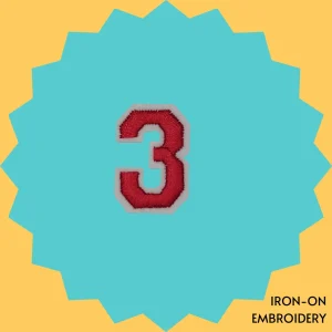 Red Number '3' Iron-on Embroidery