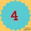 Red Number '4' Iron-on Embroidery