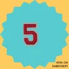 Red Number '5' Iron-on Embroidery