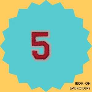 Red Number '5' Iron-on Embroidery