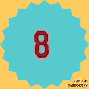 Red Number '8' Iron-on Embroidery