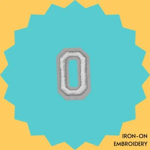 White Number ‘0’ Iron-on Embroidery