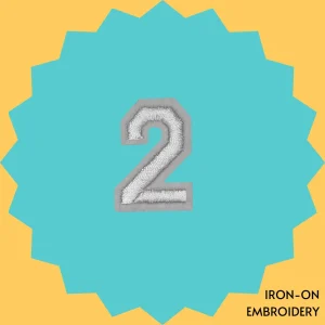 White Number '2' Iron-on Embroidery