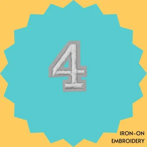 White Number '4' Iron-on Embroidery