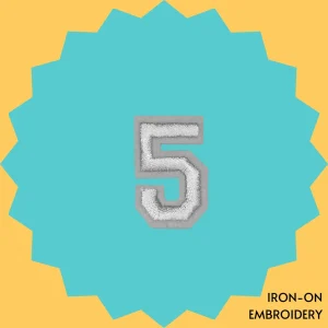 White Number '5' Iron-on Embroidery