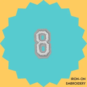 White Number '8' Iron-on Embroidery
