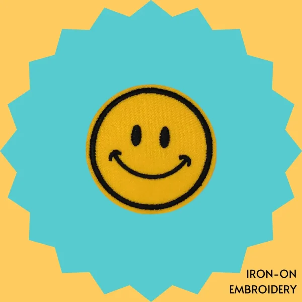 Simple smiling face emoji Iron-on Embroidery