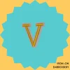 Yellow Letter 'V' Iron-on Embroidery