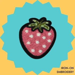 Round pink strawberry Iron-on Embroidery