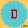 Red Letter 'D' Iron-on Embroidery
