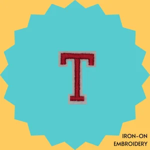 Red Letter 'T' Iron-on Embroidery