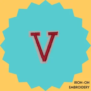 Red Letter 'V' Iron-on Embroidery