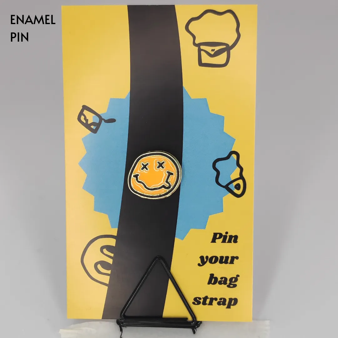 Happy Dizzy Face Enamel Pin | [New] Aleaf Apparel Store