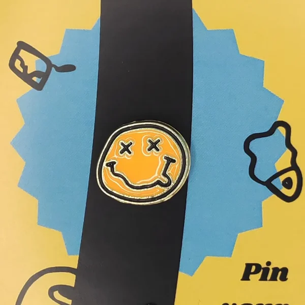 Happy Dizzy Face Enamel Pin
