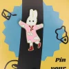 White Bunny in Pink Dress Enamel Pin