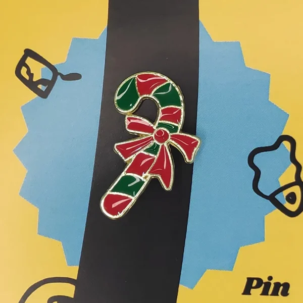 Festive Candy Cane Enamel Pin