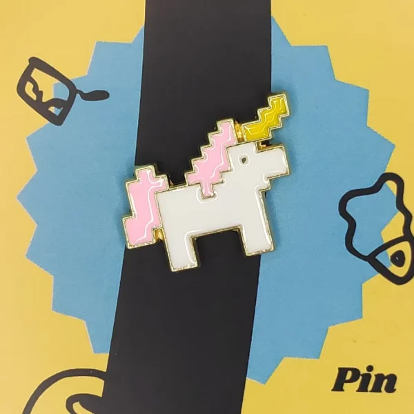 Pixelated Unicorn Cartoon Enamel Pin