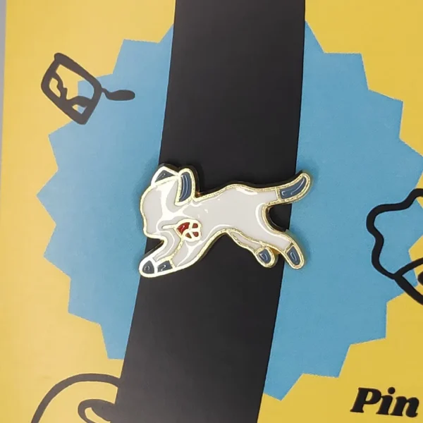 Running Cat with a Rose Enamel Pin