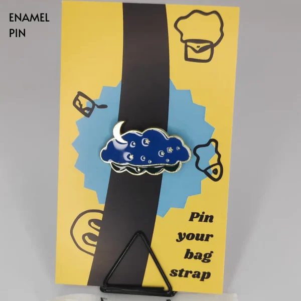 Enamel-Pin-63 Night Sky with Cresent and Stars Enamel Pin