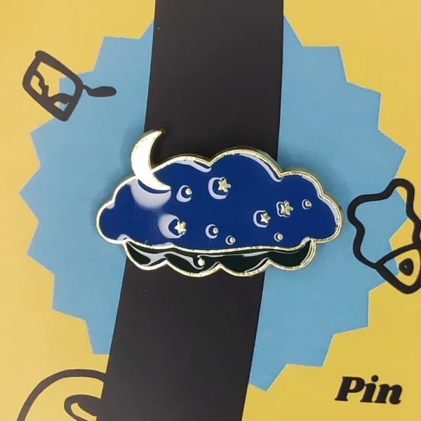 Enamel-Pin-64 Night Sky with Cresent and Stars Enamel Pin