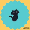 Iron-On-Patch-1069 Blank Stare Black Cat Iron-on Embroidery