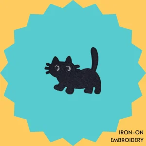 Walking Black Cat Iron-on Embroidery